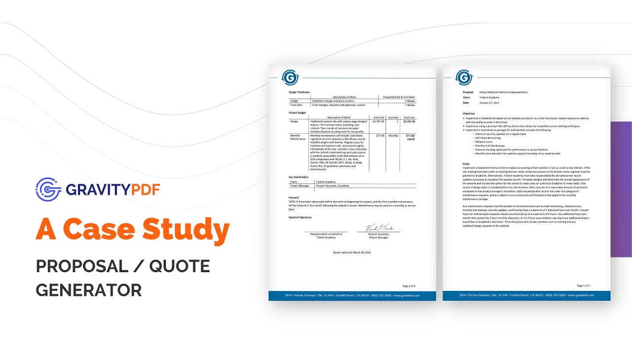 Case Study: Proposal / Quote Generator with Gravity Forms and Gravity PDF