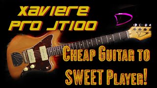 Video thumbnail for Turning A Cheap Guitar Into A Real Player | Xaviere PRO JT100 Offset by D Man Guitar