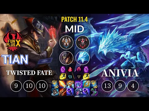 FPX Tian Twisted Fate vs Anivia Mid - KR Patch 11.4