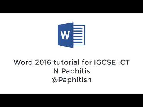 Word Processing (Microsoft Word) IGCSE ICT (0417)