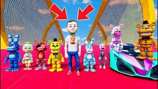 REDHATTER &amp; ANIMATRONICS STUNT OFF WORLD&#39;S BIGGEST RAMPS EVER! (GTA 5 Mods For Kids FNAF RedHatter)