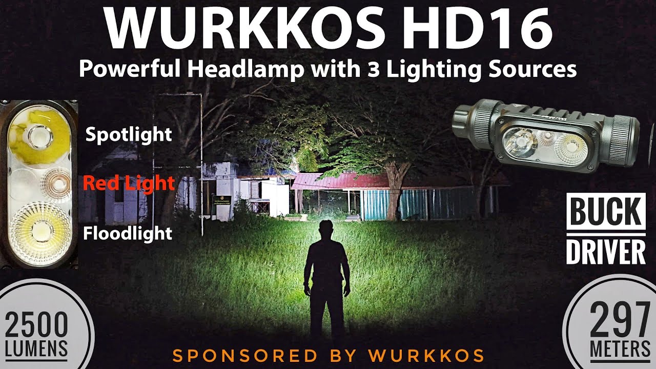 Wurkkos HD16 Headlamp Review & Beamshots Comparison with Sofirn HS21 Range: 25 -100 meters