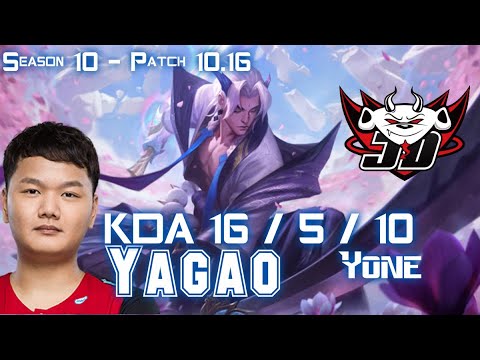 JDG Yagao YONE vs AKALI Mid - Patch 10.16 KR Ranked