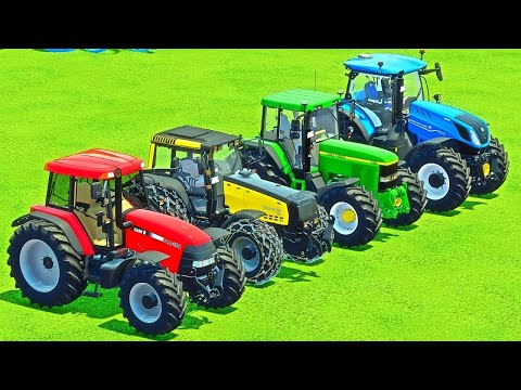 JOHN DEERE vs CASE vs VALTRA  vs CLAAS  ON THE POOL PARKOUR - Farming Simulator 22