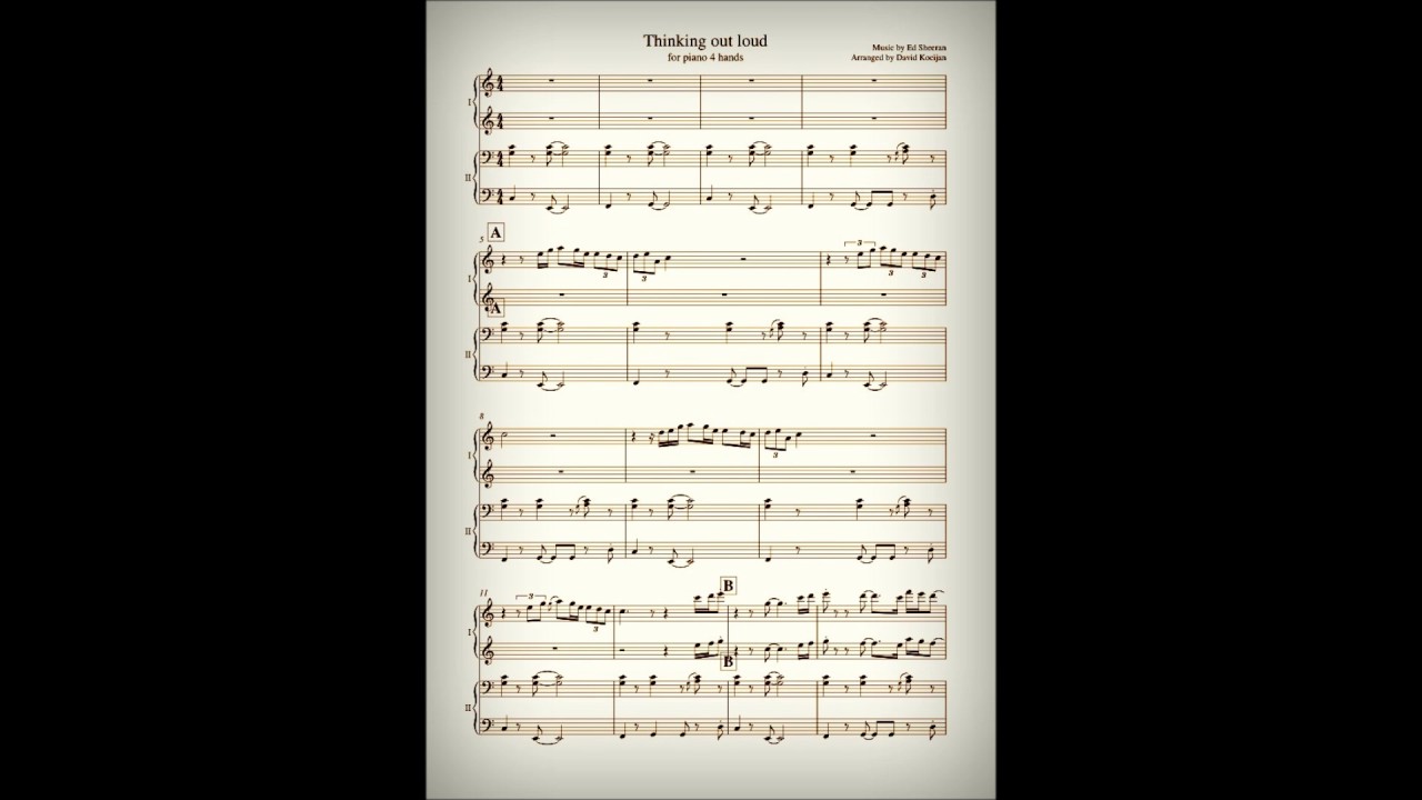 Ed Sheeran: Thinking out loud (Piano Duet: 4 hands) Sheet music link