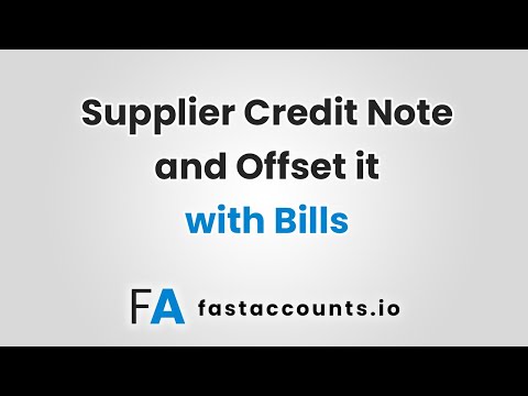Supplier Credit Notes and Offset it with Bill