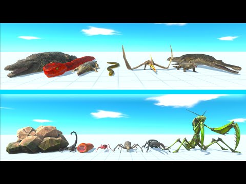 REPTILES Team vs GIANT INVERTEBRATES Team - Animal Revolt Battle Simulator ARBS