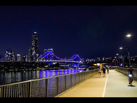 Brisbane River Walk Night Tour - 4K