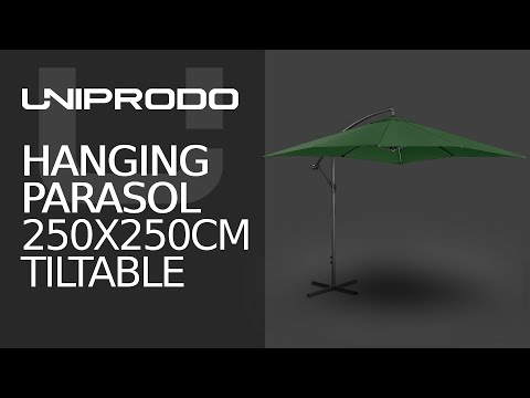 video - Factory second Hanging Parasol - green - square - 250 x 250 cm - tiltable