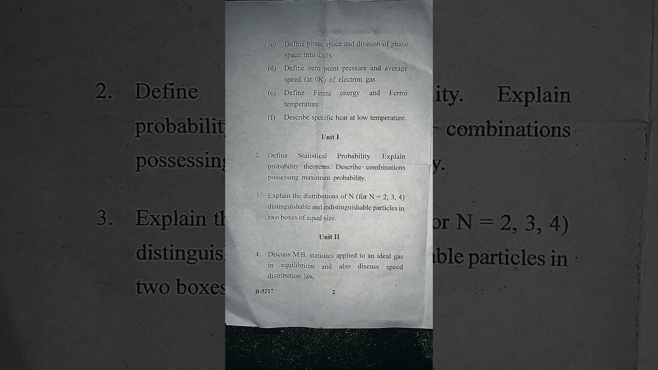 statistical physics paper 4th sem