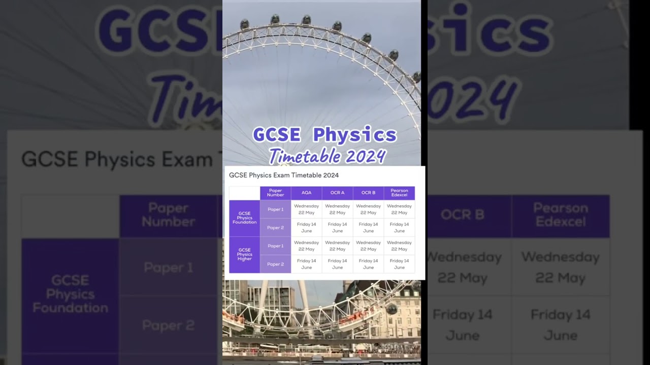 GCSE Physics Exam Timetable 2024
