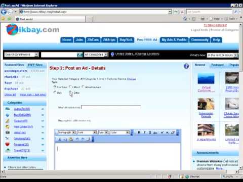Posting Ad on Zikbay.com