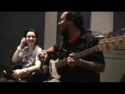 Cornelia and Om'Mas Keith in the studio at Red Bull Music Academy Barcelona 2008