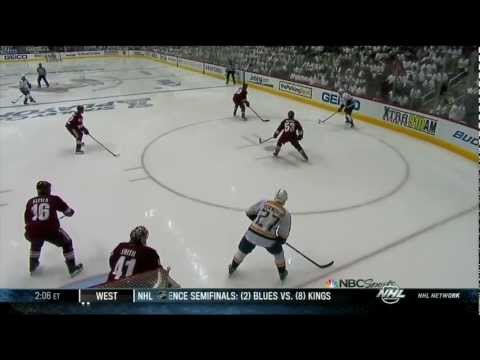 Mike Smith stops Patric Hornqvist. Nashville Predators vs Phoenix Coyotes Game 1 4/27/12 NHL Hockey