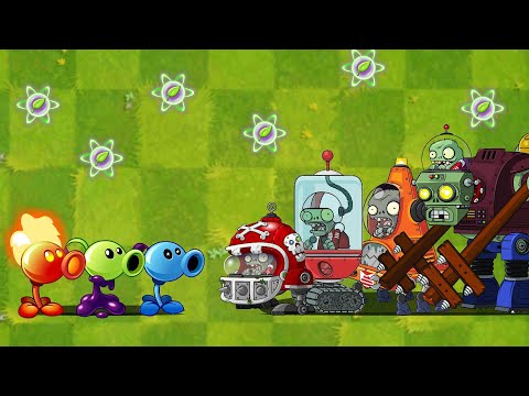 PVZ 2 - All Peas & Appease mint Family Power Up Vs 4 Far Future Zombie
