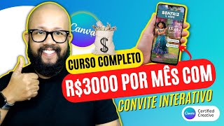 DINHEIRO COM CANVA 🔥  como fazer Convite Interativo Virtual CURSO COMPLETO 2022