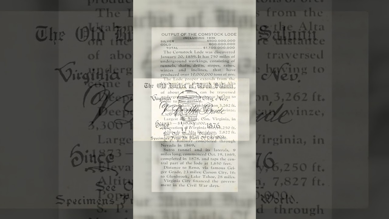 Old Bucket of Blood Saloon Card, Virginia City, 1939 Video