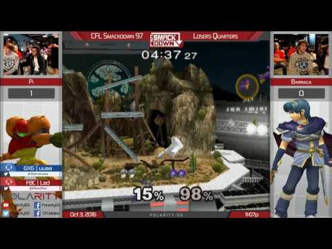 CFL Smakdown 97 Melee - Pi (Samus) vs Barraca (Marth) - Losers Quarters