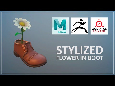 Autodesk Maya & ZBrush & Substance Painter. Flower in boot.