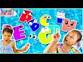 LETS LEARN THE ALPHABET ABC S IN THE POOL SWIMMING CHALLENGE KIDS FAIL KINDERGARTEN PRANK