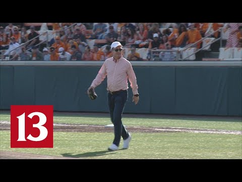 Peyton Manning Threw Out The First Pitch At Tennessee's Baseball Game Over The Weekend