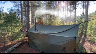 Hot Tent Camping Alone in Woods - OneTigris Tegimen Tent