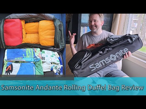 Samsonite Andante 2 Wheeled Duffel Bag – 32-Inch Durable Rolling Luggage with Inline Skate Wheels, Push-Button Handle & Spacious Compartments – Travel-Friendly and Lightweight - Riverrock/Black video review thumbnail