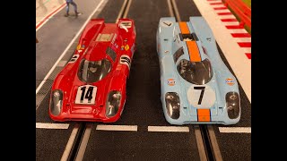 NSR slot car race with 5 seconds left for Team Gulf Racing - slot car 