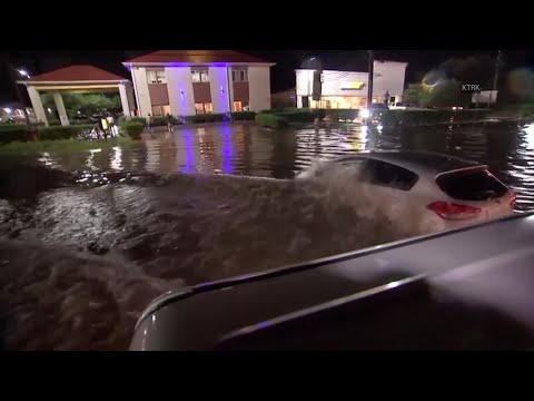 Floodwaters rise in Houston as a strong storm batters the area with heavy rain (May 8)