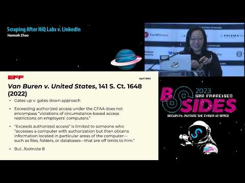 BSidesSF 2023 conference talk: Scraping after HiQ Labs v. LinkedIn, by EFF attorney Hannah Zhao