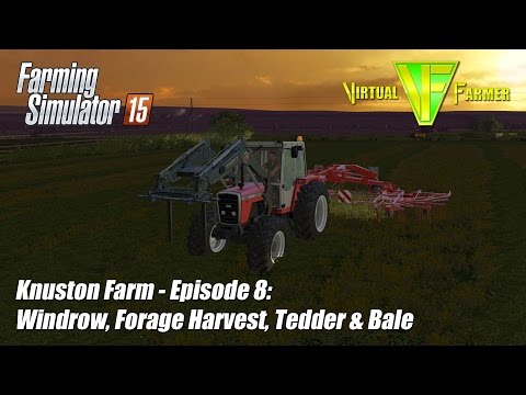 Farming Simulator 15 - Knuston Farm Ep8: Windrow, Forage Harvest, Tedder & Bale
