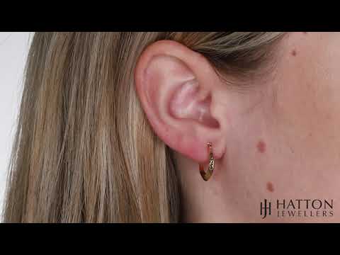 9ct Yellow Gold Patterned Creole Earrings - 14mm