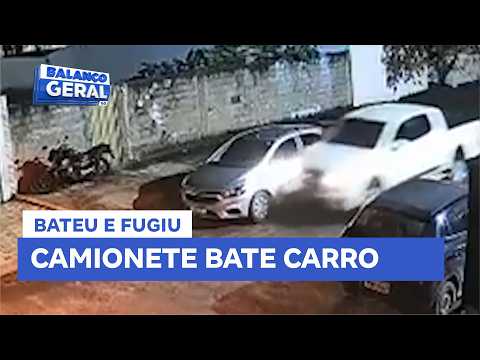 Motorista de uma camionete bateu em um carro estacionado em Rio Verde e fugiu sem prestar socorro