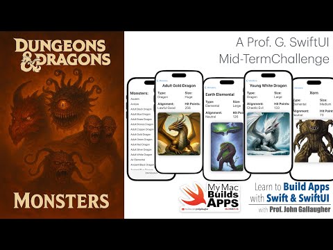 D&D Monsters - A SwiftUI Mid Term Challenge Using URLSession API Calls, JSON Parsing, & AsyncImage
