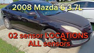 2008 Mazda 6 3.7L o2 sensor LOCATIONS. All 4 sensors. Bank 1 sensors 1 and 2. Bank 2 sensors 1 and 2