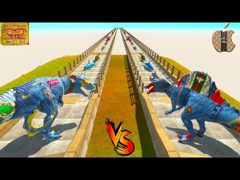 !! NEW TREND !! T-REX vs SPINOSAURUS  RACE BATTLE COMPETITION IN JEANS - ARBS
