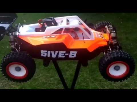 Losi 5ive-B walk around and engine running : Oddified 26cc Black Edition, BoosterPipe