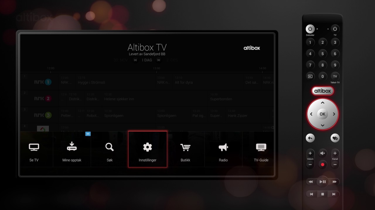 Altibox TV – Innstillinger: Favorittkanaler