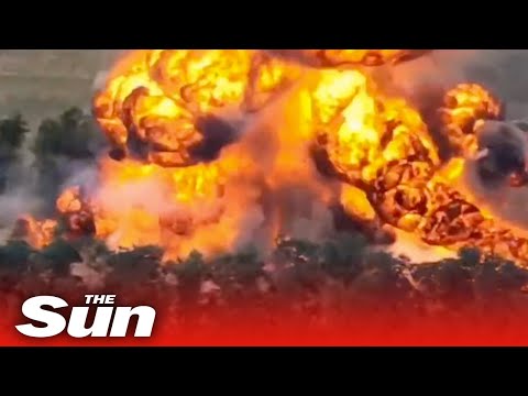 Ukrainian forces blow up Russian mortars in HUGE explosion