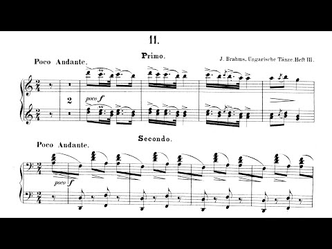 Johannes Brahms - WoO 1, Hungarian Dance No.11 (Piano, 4 Hands) (Katsaris, Mercier)