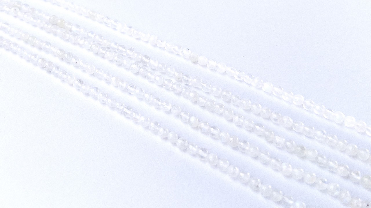 White Rainbow Moonstone | Smooth Round | 3.5mm Bead Size | 33cm Strand Length video