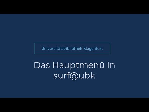 Das Hautpmenü in surf@ubk (The surf@ubk (online search engine) main menu)