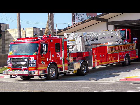 LACoFD *New* Quint 127 & *New* Squad 36 Responding 