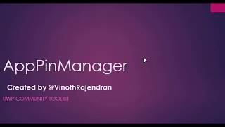 AppPinManager In UWP Toolkit
