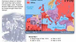 History of World War One  1914 - 1918  Map