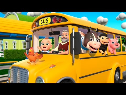 Wheels on the Bus Go to the Farm | Learning Animal Sounds | Almama - Baby Academy & Nursery Rhymes