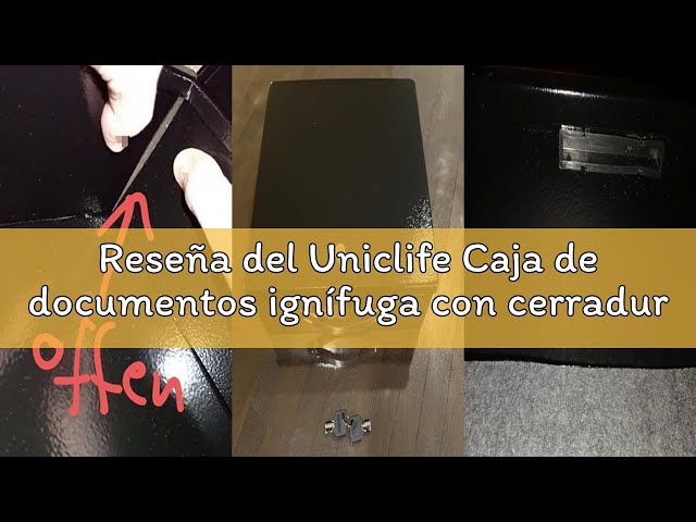 Vídeo relacionado con Uniclife Caja de documentos ignífuga con cerradura de llave y asa, 32,5 x 27 x 10 cm, caja de seguridad grande para papel A4, caja de seguridad resistente al agua para objetos de valor