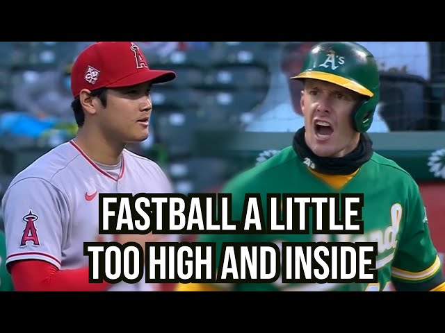 Ohtani throws near Canha's head and he doesn't enjoy it, a breakdown