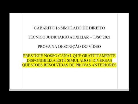 GABARITO – 1o Simulado de Direito TJSC 2021 - prova na descrição do vídeo