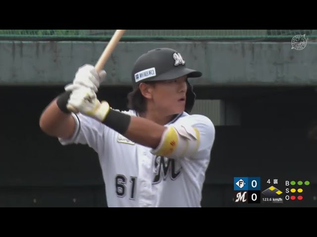 【ファーム】マリーンズ・山本大斗 三遊間を抜けるタイムリーヒットで先制!!  2024年5月22日 千葉ロッテマリーンズ 対 北海道日本ハムファイターズ
